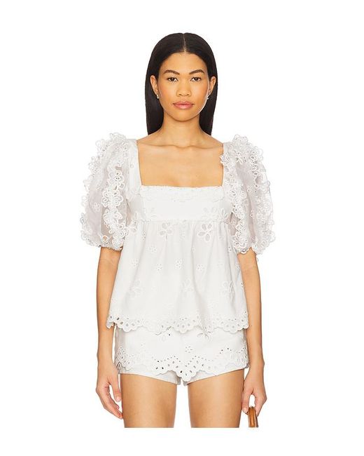 For Love & Lemons White Daisy Eyelet Top