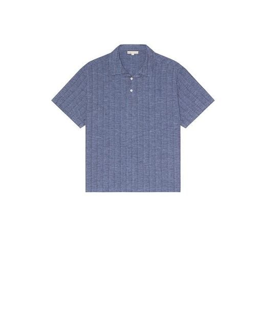 Onia Blue Cotton Linen Pop Over Shirt for men