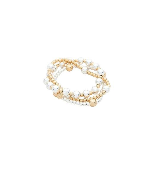 Ettika White Mixed Metal Bubble Line Bracelet Set