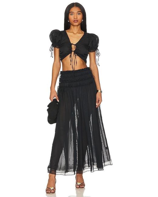 LPA Black Ophelia Tie Front Top