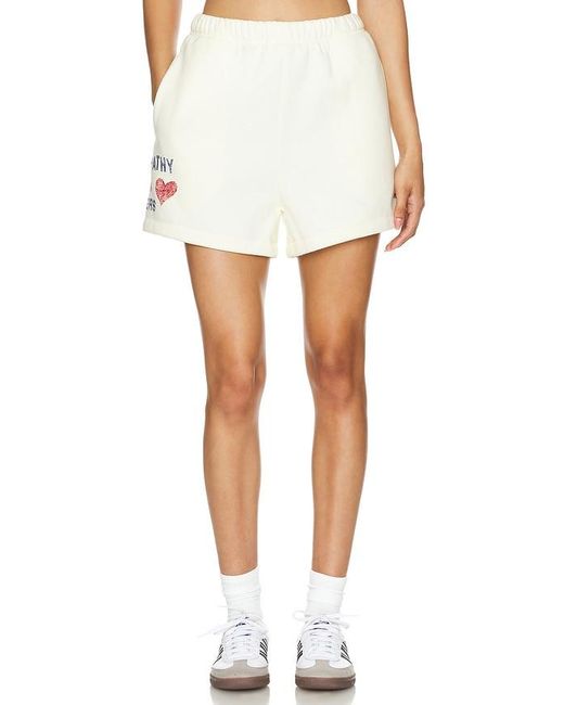 The Mayfair Group White SWEATSHORTS EMPATHY IS FOR LOVERS