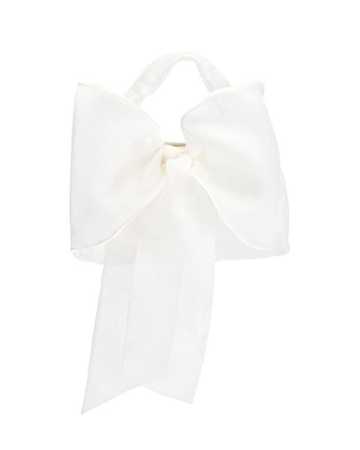 Loeffler Randall White Sheer Bow Clutch