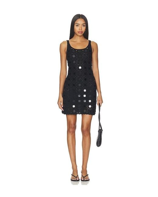 Le Superbe Black Gypset Crochet Mirrored Dress
