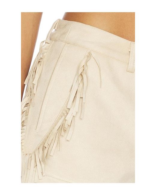 SNDY'S White Wes Faux Suede Fringe Short
