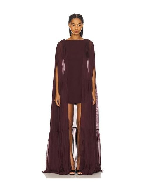 La Fuori Coralia Gathered Cape Dress