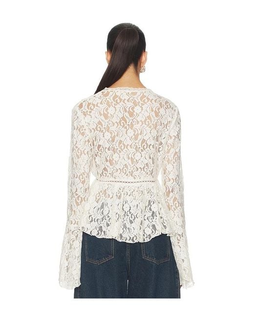 Free People White Whispering Love Lace Top