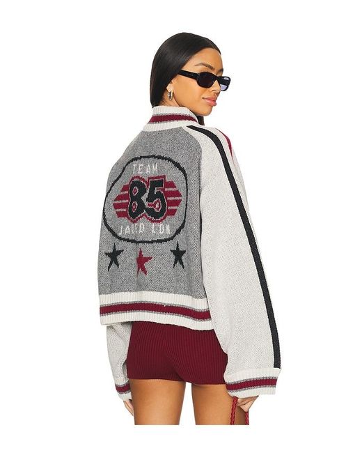 Jaded London White Team 85 Knitted Bomber Jacket