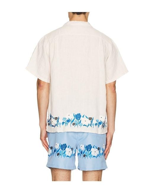 Bather White Pearl Lawn Linen Camp Shirt for men