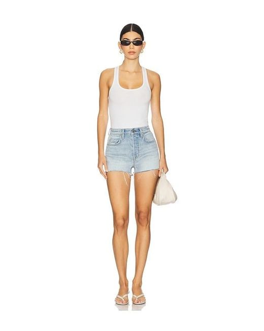 GRLFRND Blue Ava Mid Rise Relaxed Short