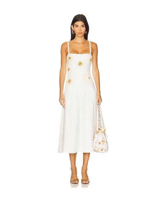PATBO White Midikleid Aus Leinen Tropic