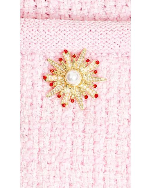 Self-Portrait Pink Jewel Button Knit Mini Skirt