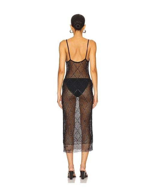 Lovers + Friends Black Katja Beaded Crochet Midi Dress