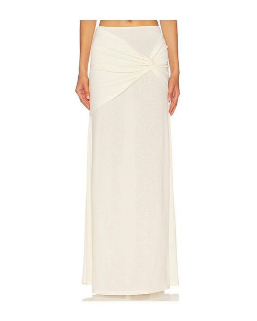 SNDY'S White Kalea Twist Maxi Skirt