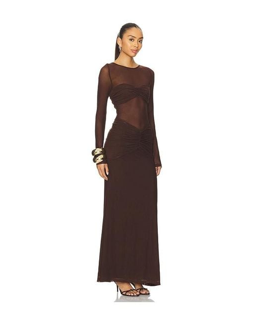 Runaway the Label Brown Romy Ruched Maxi Dress