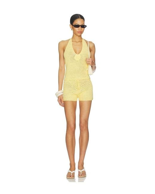 MORE TO COME Yellow Anju Crochet Short Set
