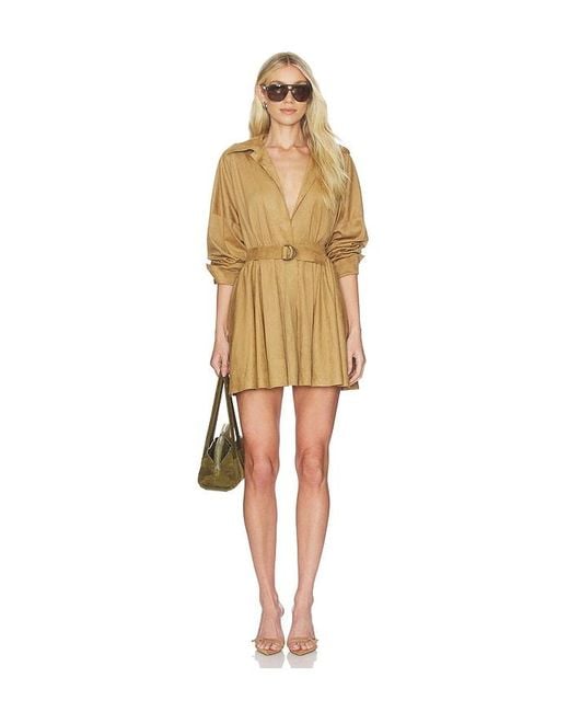 Norma Kamali Natural X Revolve Super Oversized Boyfriend Shirt Flared Mini Dress