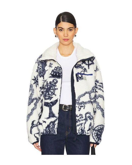 Polo Ralph Lauren White High-Pile Fleece Graphic Zip Jacket
