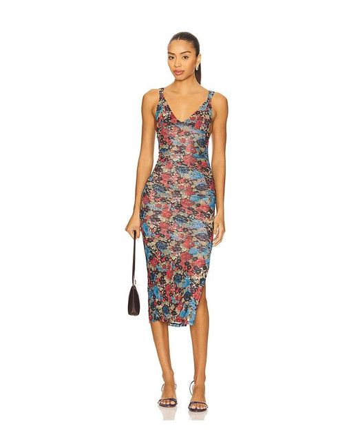 Free People White X Intimately Fp Long Live Printed Mesh Slip