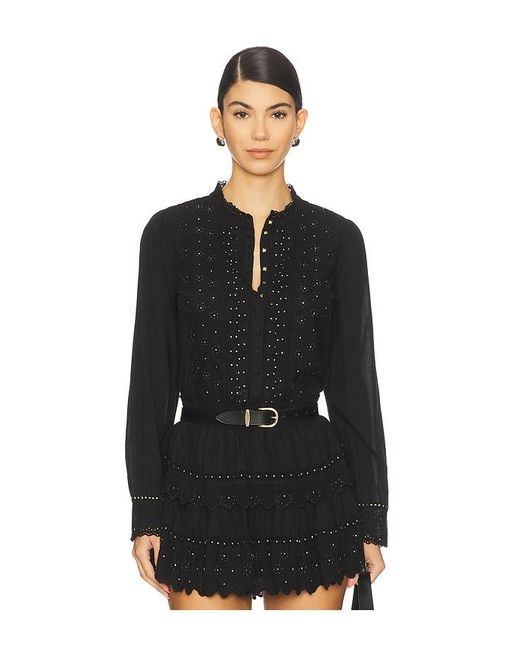 LoveShackFancy Black Larine Top