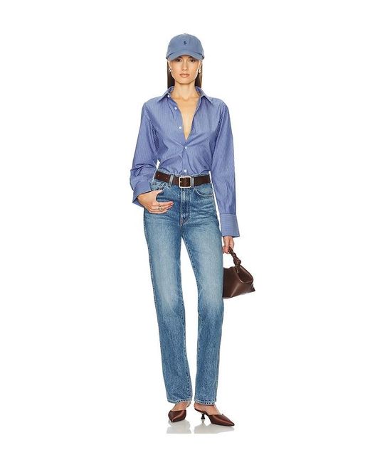 Helsa Blue Pinstripe Poplin Fitted Shirt
