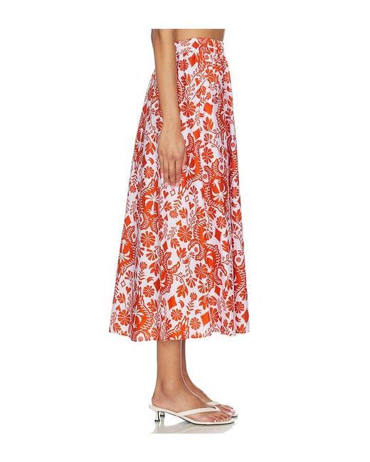 Peixoto Red Paula Midi Skirt