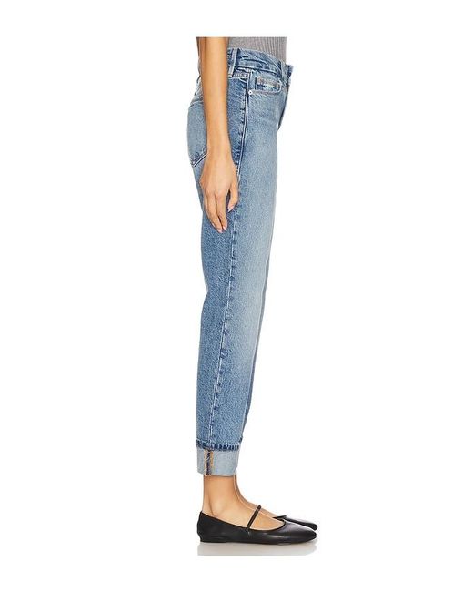 GOOD AMERICAN Blue Mid Rise Good Classic Cuffed Jeans