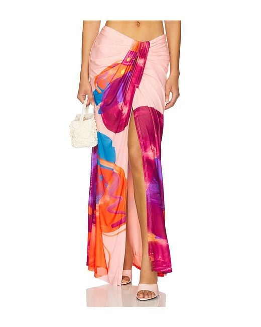SNDY'S Red Antari Maxi Skirt