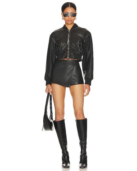 superdown Black Sonya Faux Leather Skort