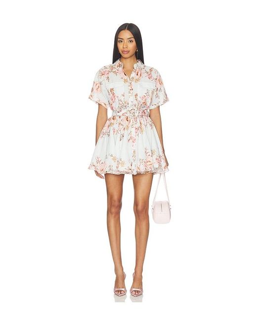 Hemant & Nandita White Short Dress With Buckle Belt