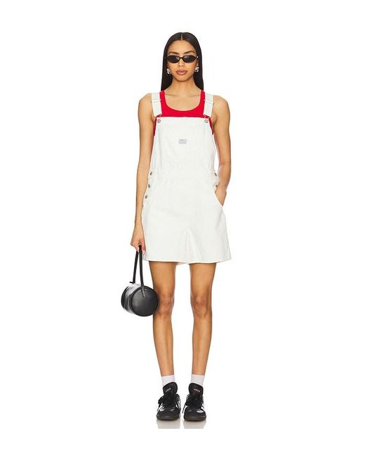 Levi's White Kurze Latzhose Utility