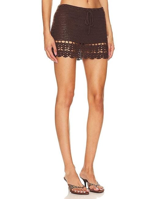 MORE TO COME Black Elliana Crochet Mini Skirt