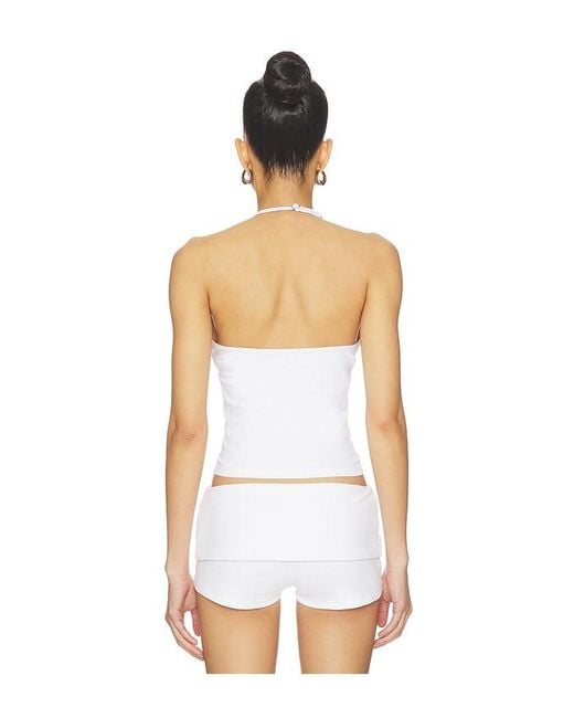 Frankie's Bikinis White X Jennie Nora Cotton Jersey Halter Top