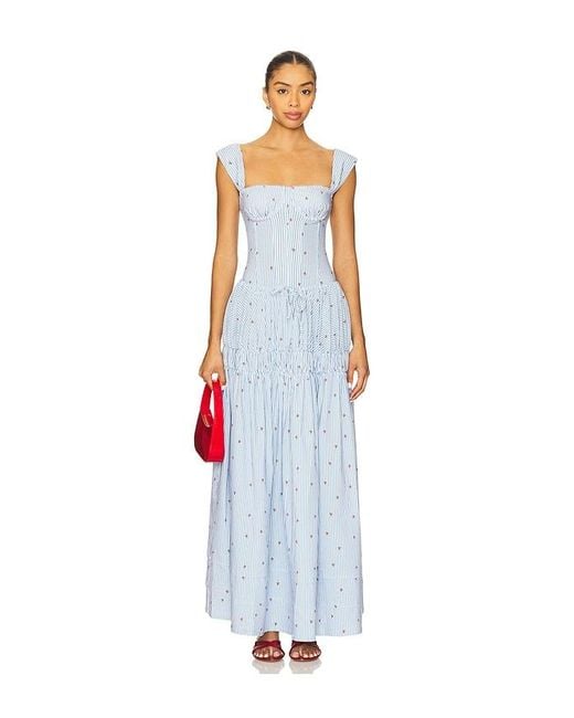 WeWoreWhat Blue Tiered Midi Skirt
