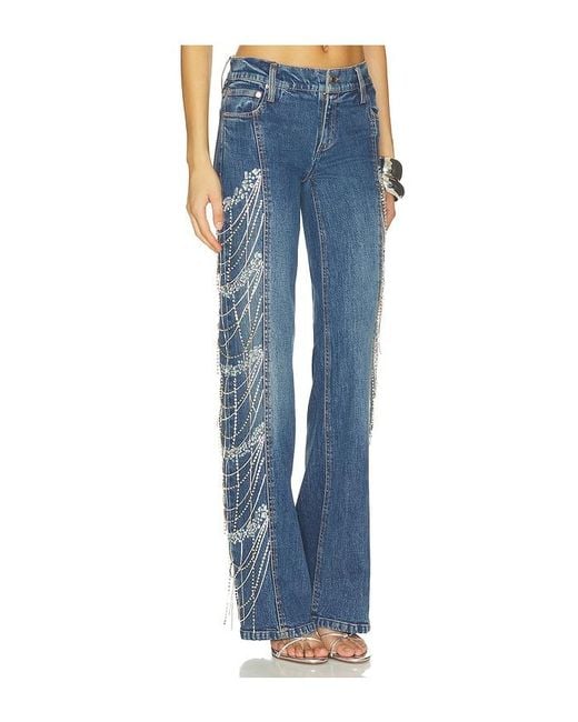 Alice + Olivia Blue Roxie Embellished Jean