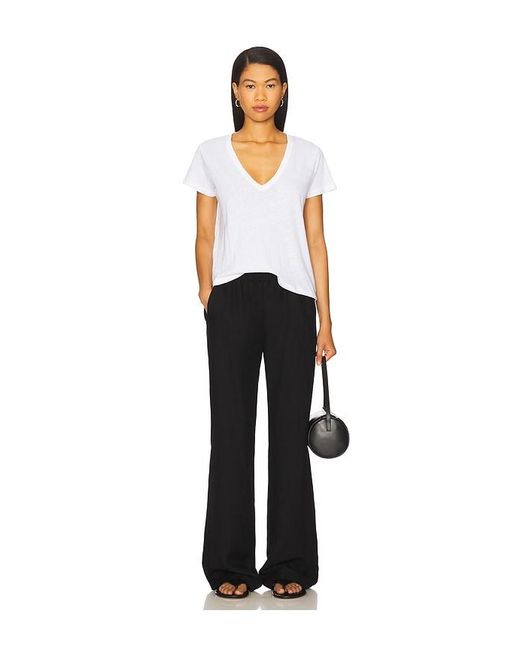 Leset White Laura V Neck Tee