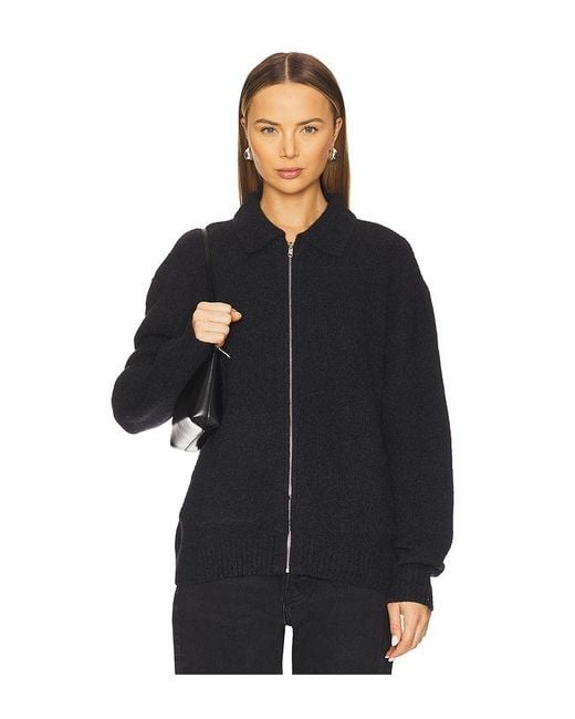 AYA MUSE Black Knit Zip Up Jacket With Collar
