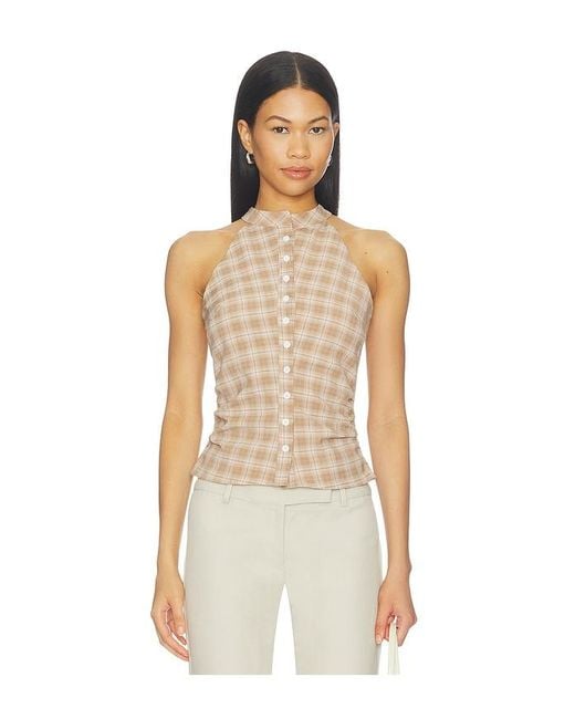 ALL THE WAYS Natural Karie Button Front Top