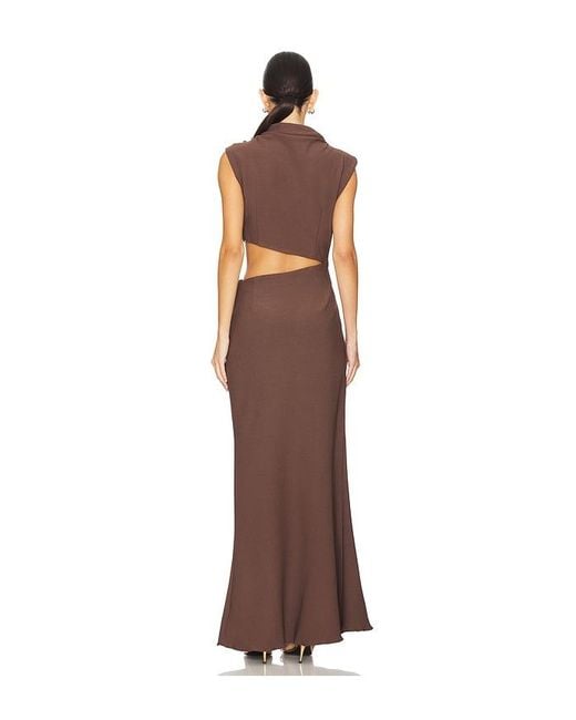 Elliatt Brown Cut-Out Crepe Maxi Gown
