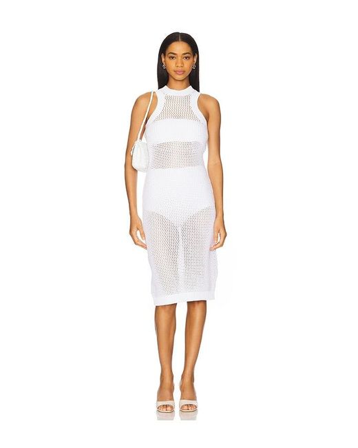 Susana Monaco White Netting Racer Tank Dress