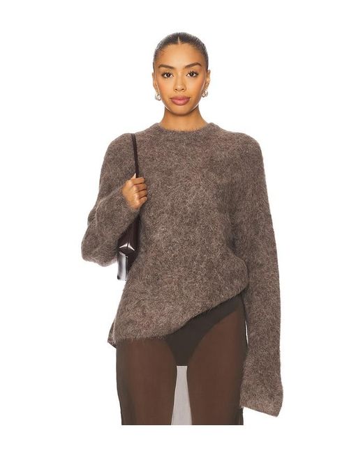 Soft Goat Brown Alpaca Crewneck Pullover