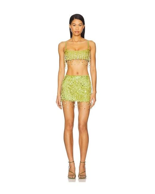 Asta Resort Yellow Yasmin Hand Beaded Mini Skirt