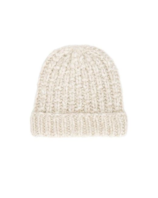 Helsa White Joanie Hand Knit Beanie