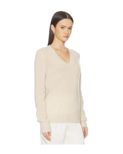 Enza Costa Natural Cashmere V-Neck Pullover