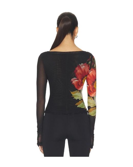 Free People Blue Lilly Printed Long Sleeve Top