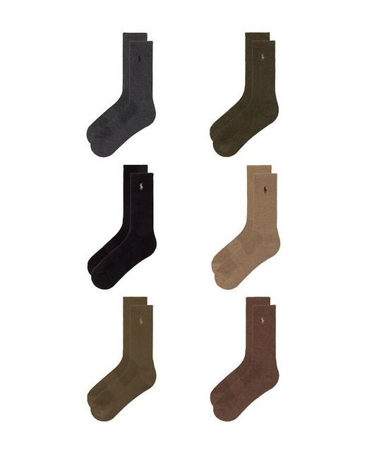 Polo Ralph Lauren Black Performance Cotton Crew Socks 6-Pack for men