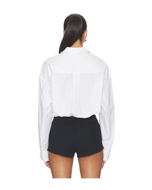 Alexander Wang White Wrap Shirt With Crystal Stud Collar
