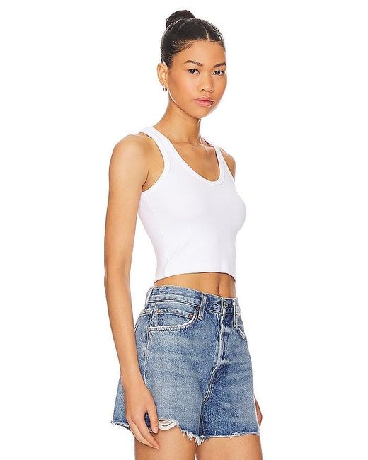 PERFECTWHITETEE Blue Cropped Cotton Ribbed Layering Tank