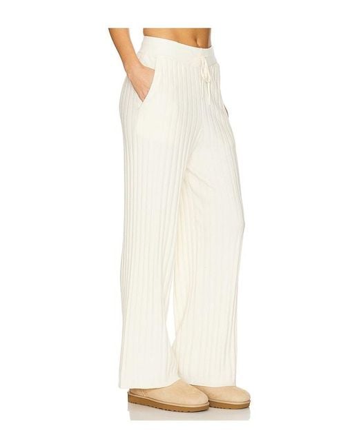 Varley White Simeon Wide Rib Knit Trouser