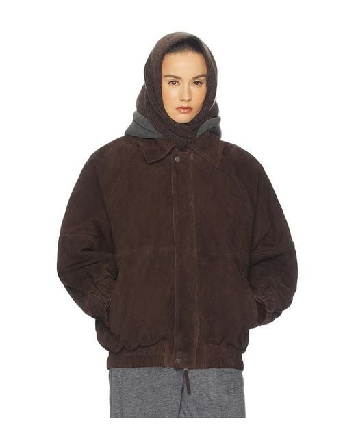 Helsa Brown The Oversized Suede Bomber