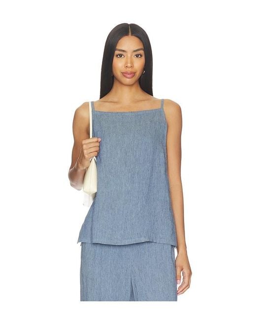 Theory Blue Denim Apron Top